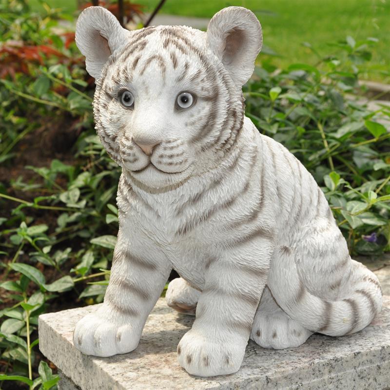 Dekofigur Gartenfigur weißer Tiger