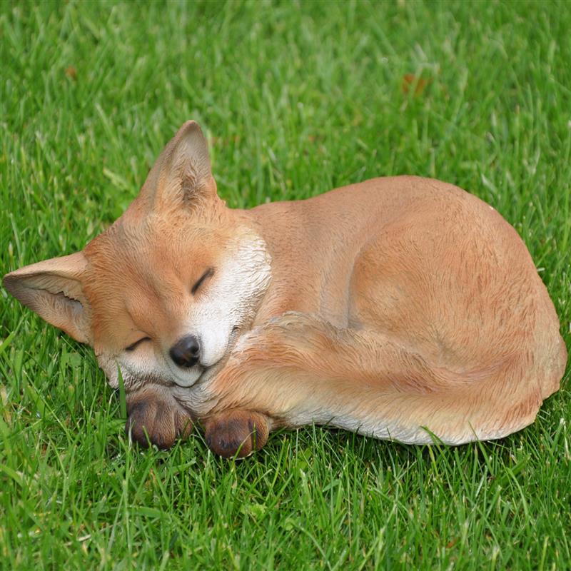 Dekofigur Gartenfigur schlafender Fuchs